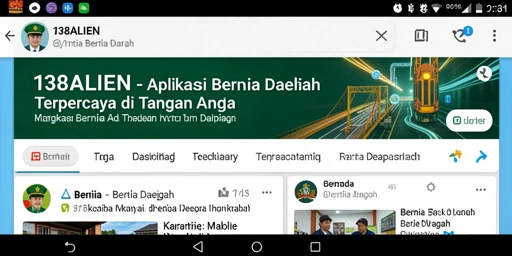 Tampilan antarmuka aplikasi berita daerah 138ALIEN.