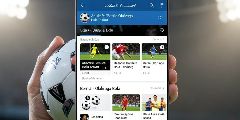 Antarmuka aplikasi 555ZK dengan berita olahraga bola terkini.