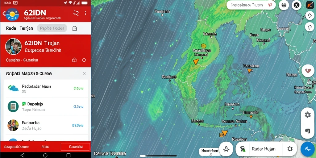 Antarmuka aplikasi 62IDN menampilkan radar hujan yang informatif.