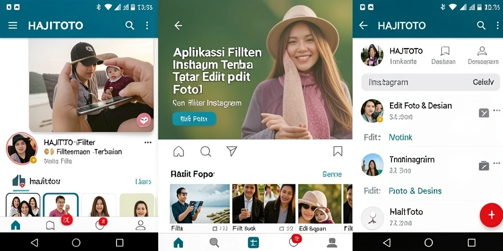 Antarmuka aplikasi HAJITOTO yang menarik dan fungsional untuk Filter Instagram.