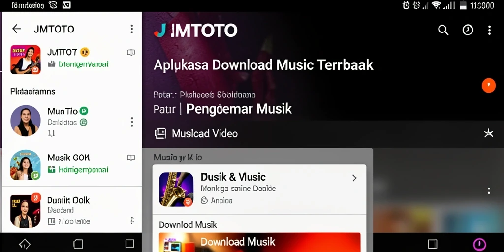 Tampilan antarmuka pengguna JMTOTO yang sederhana dan fungsional untuk Download Musik.