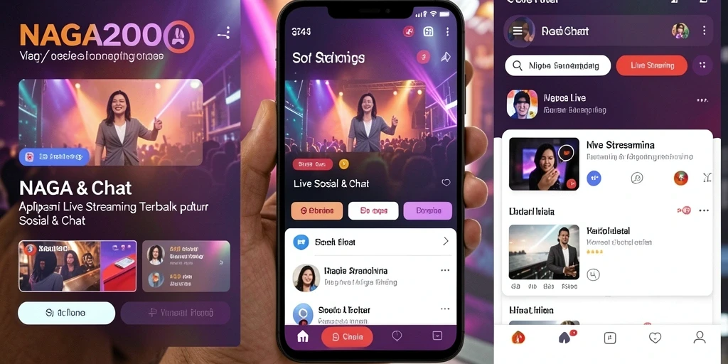 Antarmuka NAGA2000 menampilkan semua fitur Live Streaming dan interaksi social yang menarik.