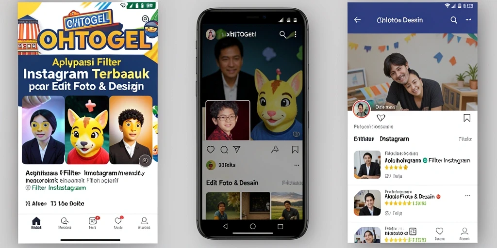 Antarmuka OHTOGEL menampilkan beragam filter Instagram yang menarik.