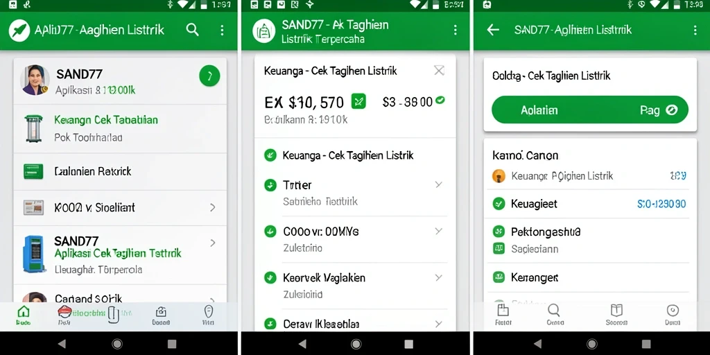 Tampilan antarmuka SAND77 untuk cek tagihan listrik yang mudah dipahami.