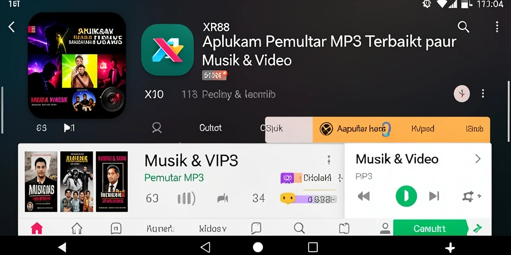 Antarmuka aplikasi XR88 yang sederhana dan menarik untuk Pemutar MP3.