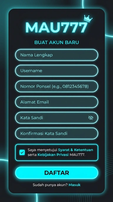 Cara Mudah Registrasi Akun mau777 untuk Android